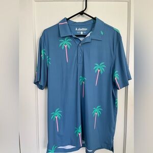 Chubbies Golf Polo Shirt Mens Medium.  Stretch Blue Pink Performance.